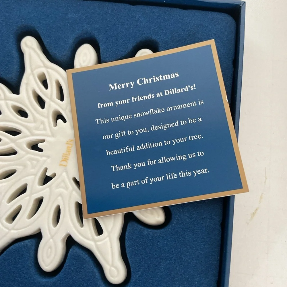 Dillards Collectible Porcelain Snowflake Ornament NWT